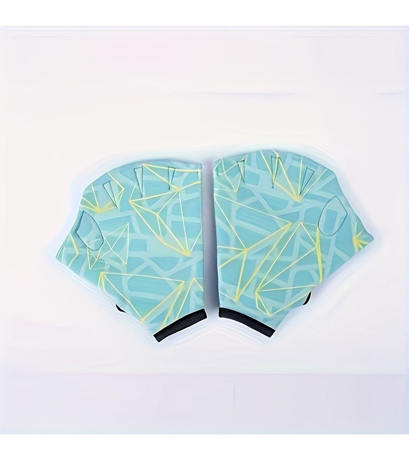 1 Geometric Gloves Green Durable Geometric Pattern Gloves For Diving Snorkeling Surfing Aquatic Gear Nylon Rubber Blend - Image 3