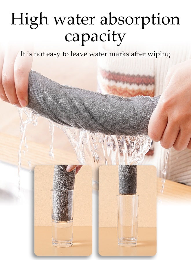 DUNISO 10 Pcs Microfiber Cleaning Towel，Thick Quick Dry Bamboo Charcoal Fiber Towels，Cleaning Towels，Lint-Free Towels，Extra Absorbent，Reusable，for Kitchen, Dishes, Bathroom, Glass, Car，25*25cm，Grey - Image 5