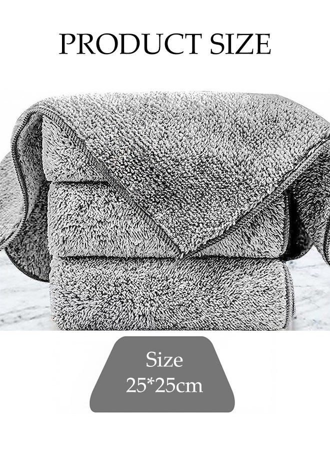 DUNISO 10 Pcs Microfiber Cleaning Towel，Thick Quick Dry Bamboo Charcoal Fiber Towels，Cleaning Towels，Lint-Free Towels，Extra Absorbent，Reusable，for Kitchen, Dishes, Bathroom, Glass, Car，25*25cm，Grey - Image 2