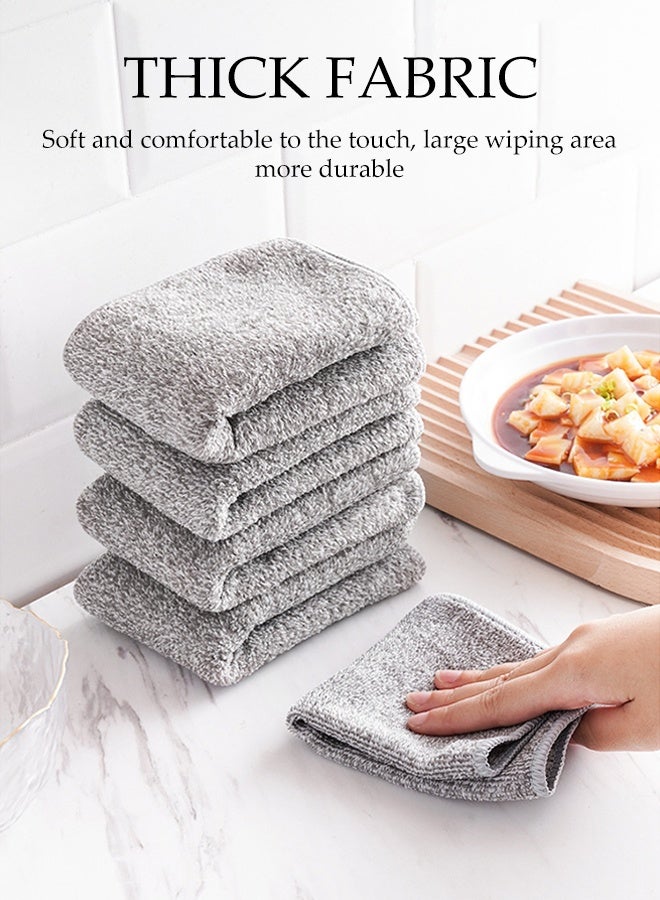 DUNISO 10 Pcs Microfiber Cleaning Towel，Thick Quick Dry Bamboo Charcoal Fiber Towels，Cleaning Towels，Lint-Free Towels，Extra Absorbent，Reusable，for Kitchen, Dishes, Bathroom, Glass, Car，25*25cm，Grey - Image 3
