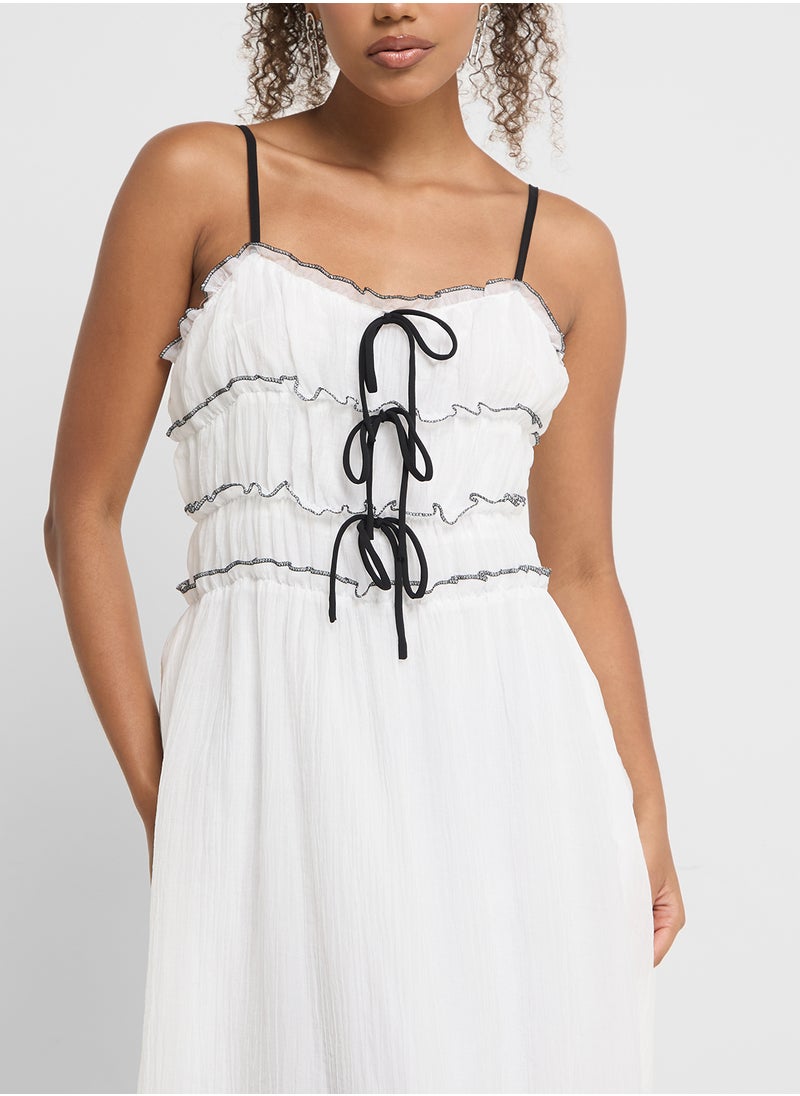 Ginger - Shirred Bow Detail Milkmaid Sundress - Image 1