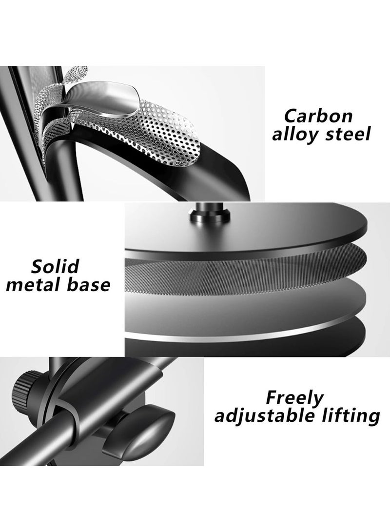 XiuWoo Foldable Carbon Steel Floor Microphone Stand With Sound Card Tray and Phone Clip,Height Adjustable 97-182cm, for 24 - 45mm Mics - Image 3