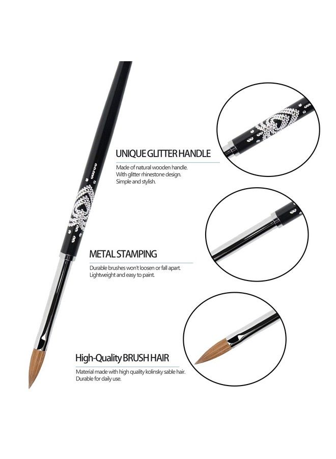 BQAN 3D Kolinsky Nail Art Brush 1Pc 4 Professional Nail Brushes For Acrylic Application Natural Wooden Handle With Rhinestone Design… - Image 5