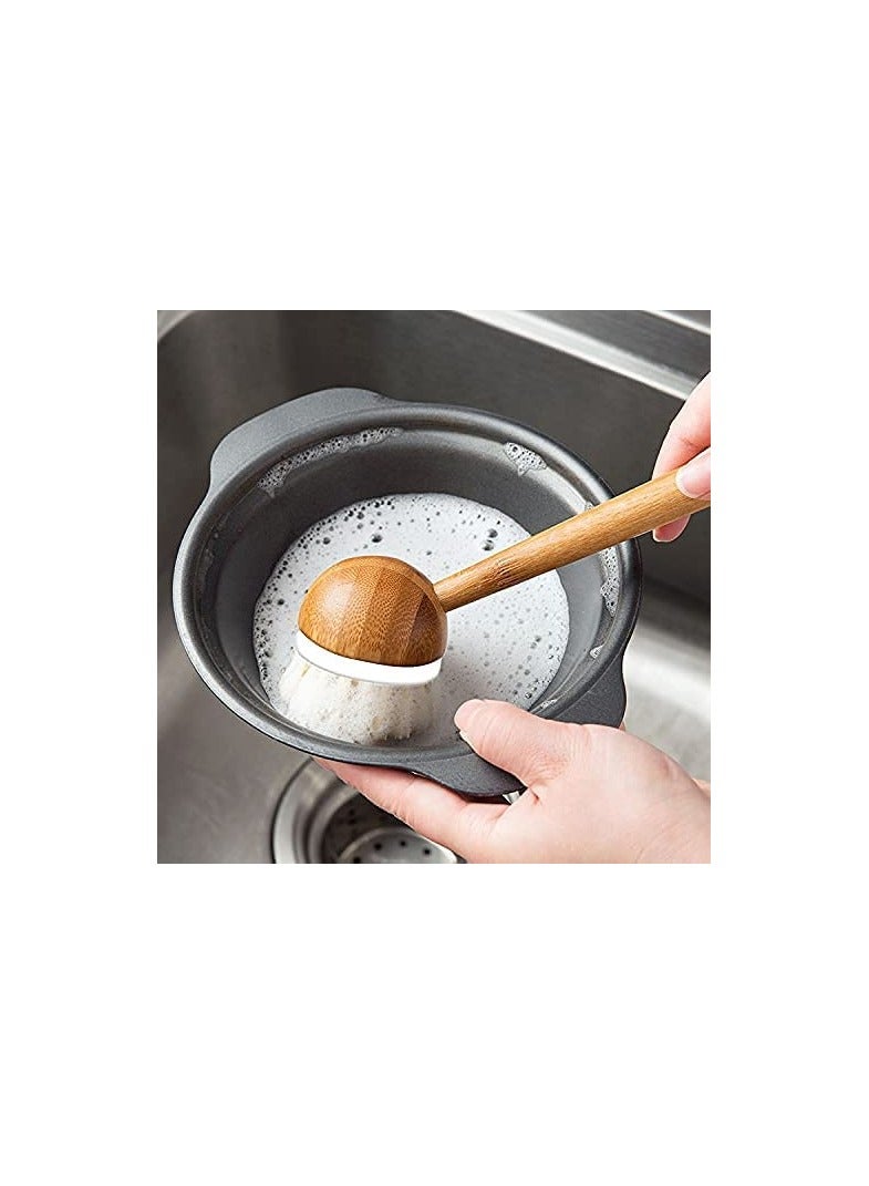 Excefore Scrub Brushes Bamboo Dish Brush Wooden Cleaning Scrubbers Set for Pots Pans Kitchen Sink Vegetables Washing, of 3 - Image 3