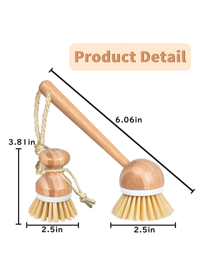 Excefore Scrub Brushes Bamboo Dish Brush Wooden Cleaning Scrubbers Set for Pots Pans Kitchen Sink Vegetables Washing, of 3 - Image 4