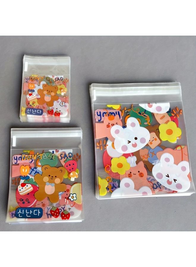 50pcs Cute Cartoon Bear And Rabbit Self Sealing Plastic Bags Assorted Colors Durable OPP For Snacks - Image 4