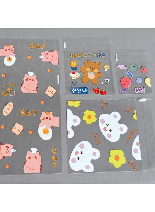50pcs Cute Cartoon Bear And Rabbit Self Sealing Plastic Bags Assorted Colors Durable OPP For Snacks - Image 5