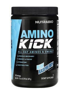 NutraBio Amino Kick Blue Raspberry 0.59 lb 269 g  - Image 1