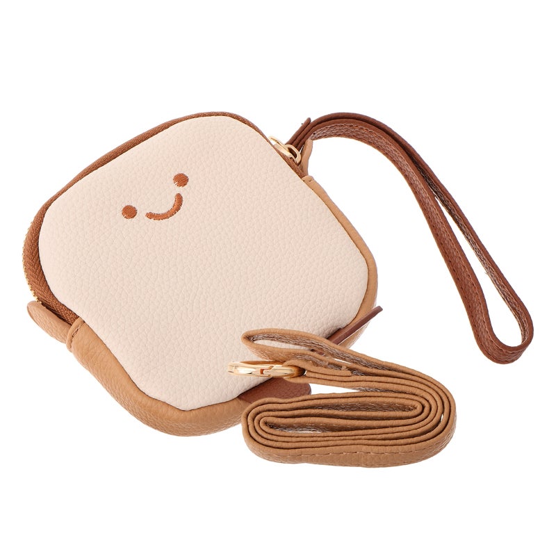 Cute Toast Purse Plush Bread Mini Wallet With Zippered Card Bag Small Plush Wallet For Everyday Use - Image 1