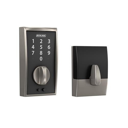 Schlage BE375 CEN 619 Touch Century Deadbolt, Electronic Keyless Entry Lock, Satin Nickel - Image 1