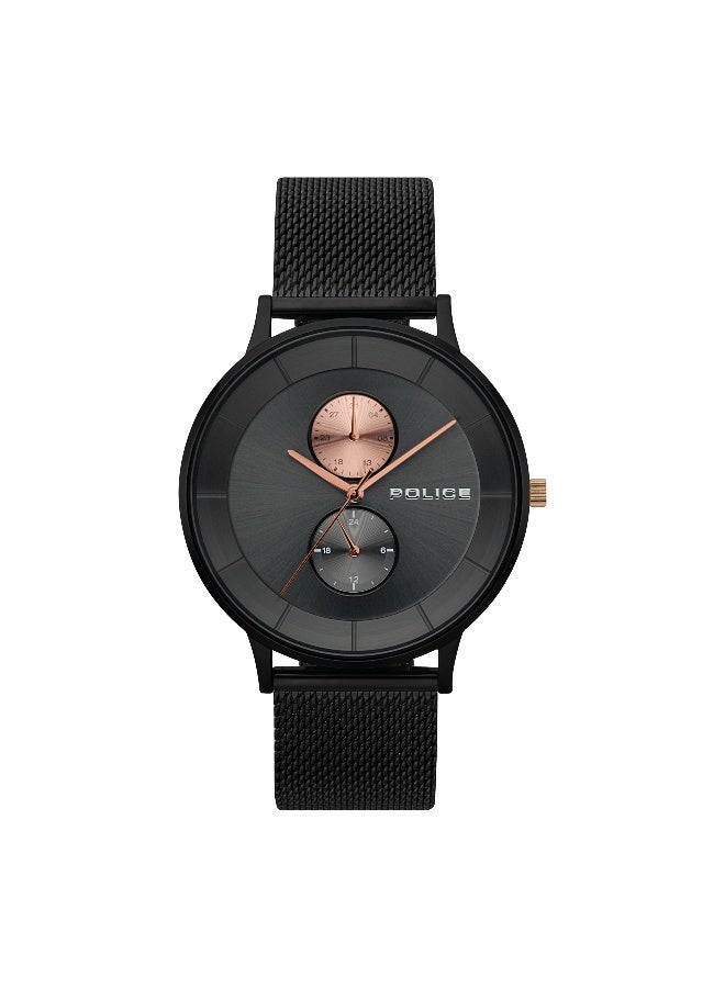 Men Berkeley Black Stainless Steel Bracelet Multifunction Watch for Men, 42mm
