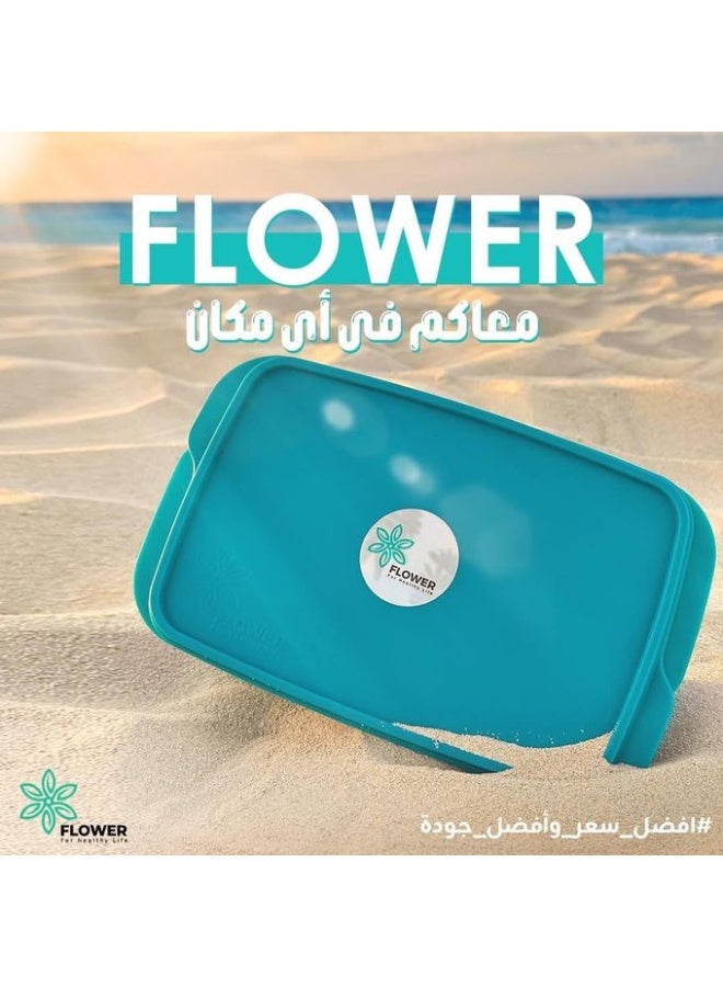فلاور صندوق غداء 2 لتر - تصميم مقسم ذكي للحفاظ على الطعام طازجًا، مادة آمنة وعالية الجودة، مناسب للمدرسة والرحلات - Image 2