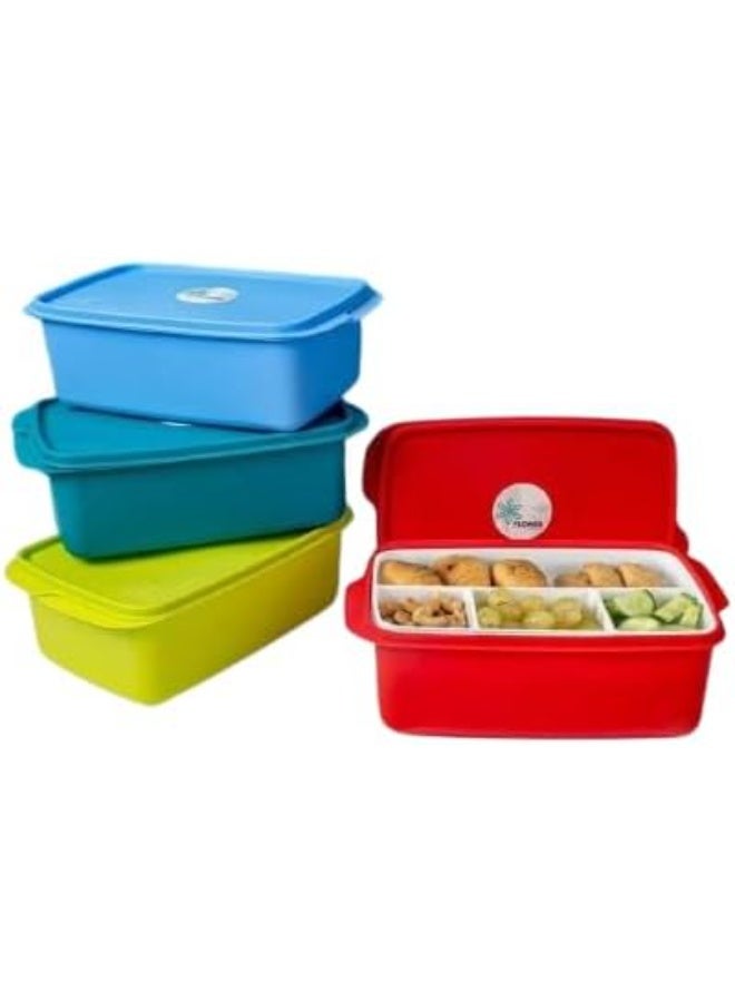 FLOWER Lunch Box 2L - Smart Divided Design To Keep Food Fresh  Safe Material And High Quality  Suitable For School, Trips - Image 2
