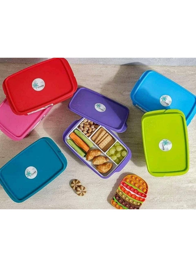 FLOWER Lunch Box 2L - Smart Divided Design To Keep Food Fresh  Safe Material And High Quality  Suitable For School, Trips - Image 1