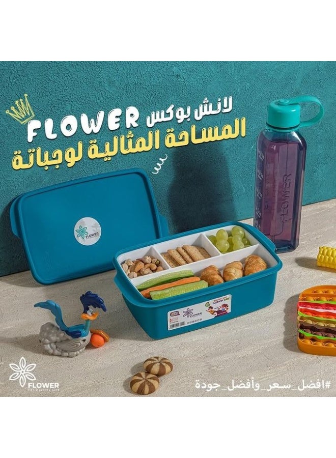 FLOWER Lunch Box 2L - Smart Divided Design To Keep Food Fresh  Safe Material And High Quality  Suitable For School, Trips - Image 5