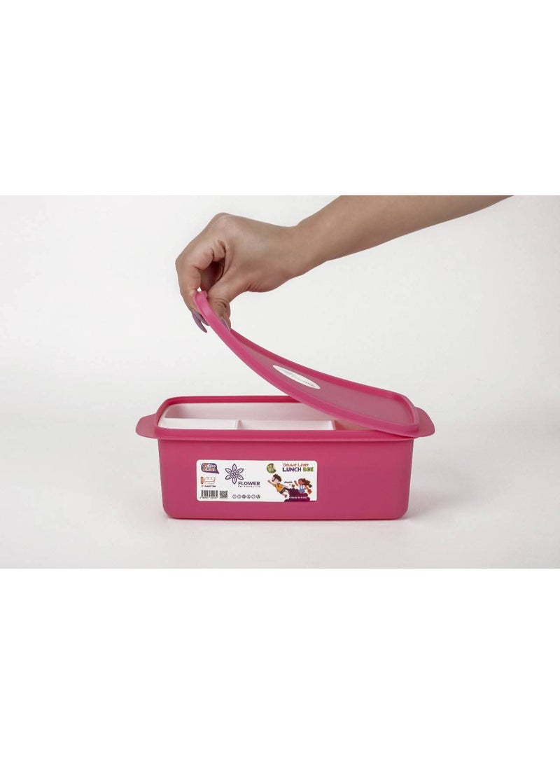 FLOWER Lunch Box 2L - Smart Divided Design To Keep Food Fresh  Safe Material And High Quality  Suitable For School, Trips - Image 3