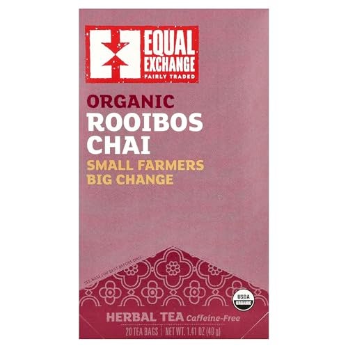 Equal Exchange Organic Rooibos Chai Herbal Tea CaffeineFree 20 Tea Bags 141 oz 40 g - Image 1