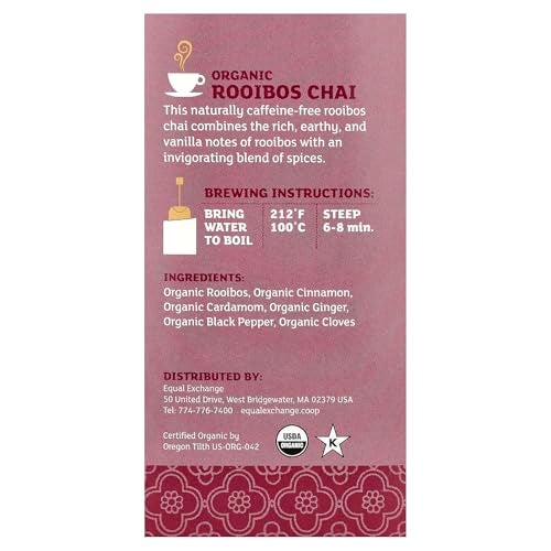 Equal Exchange Organic Rooibos Chai Herbal Tea CaffeineFree 20 Tea Bags 141 oz 40 g - Image 5