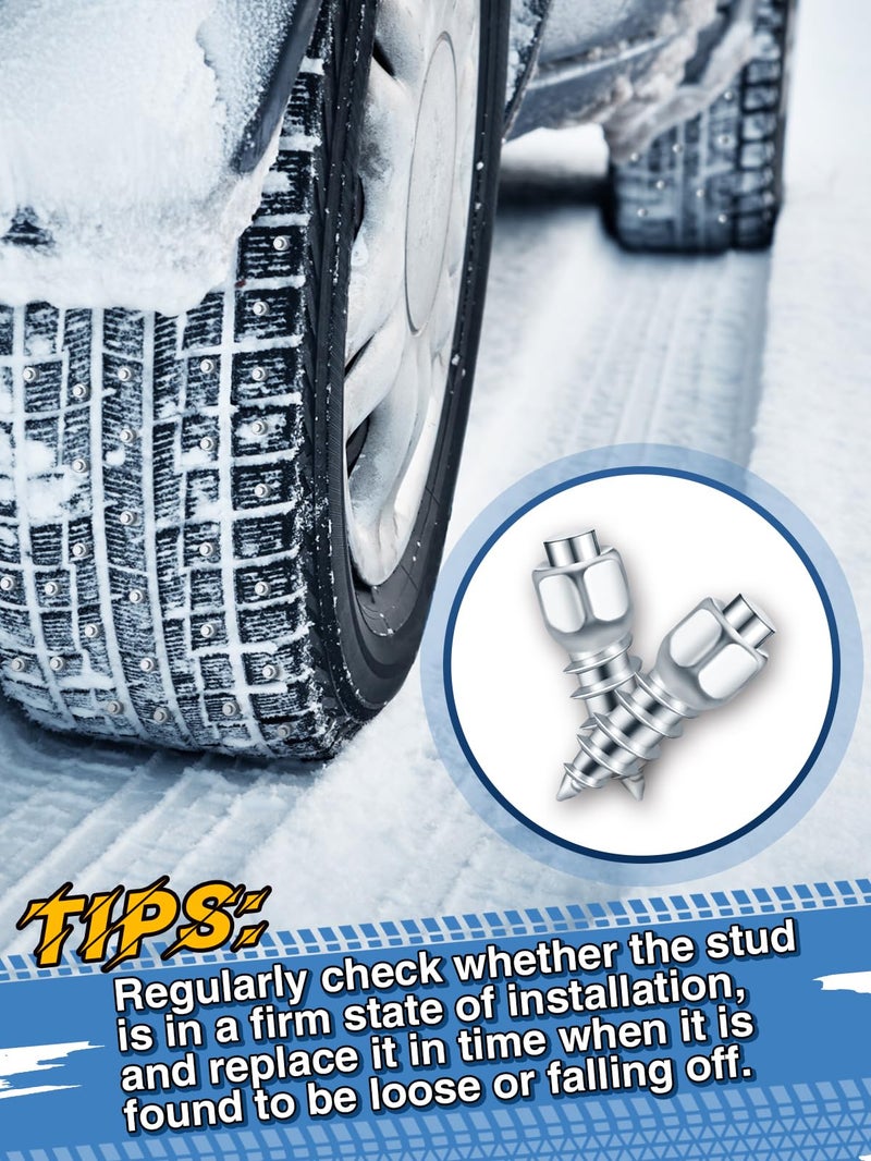Bigmeta 100 Pcs Tire Studs - 4 x 12mm Wheel Tyre Snow Studs with Installation Tool, Carbide Screw Tire Studs for Most Car Truck, Snowmobile, Bicycle, ATV, UTV, Boots, Anti-Slip Accessories - Image 4