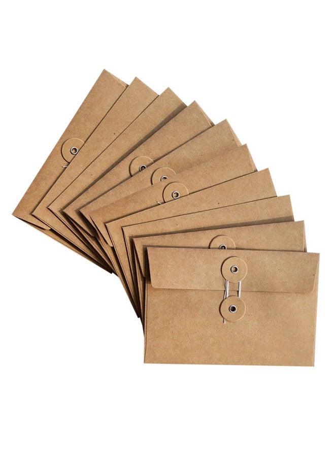EORTA EORTA 10 PCS Kraft Paper Envelope Vintage Envelope Pockets with Button and String Closure for Mail Postcard Bills Invitation, Brown, 6.7x4.5 Inch  - Image 1