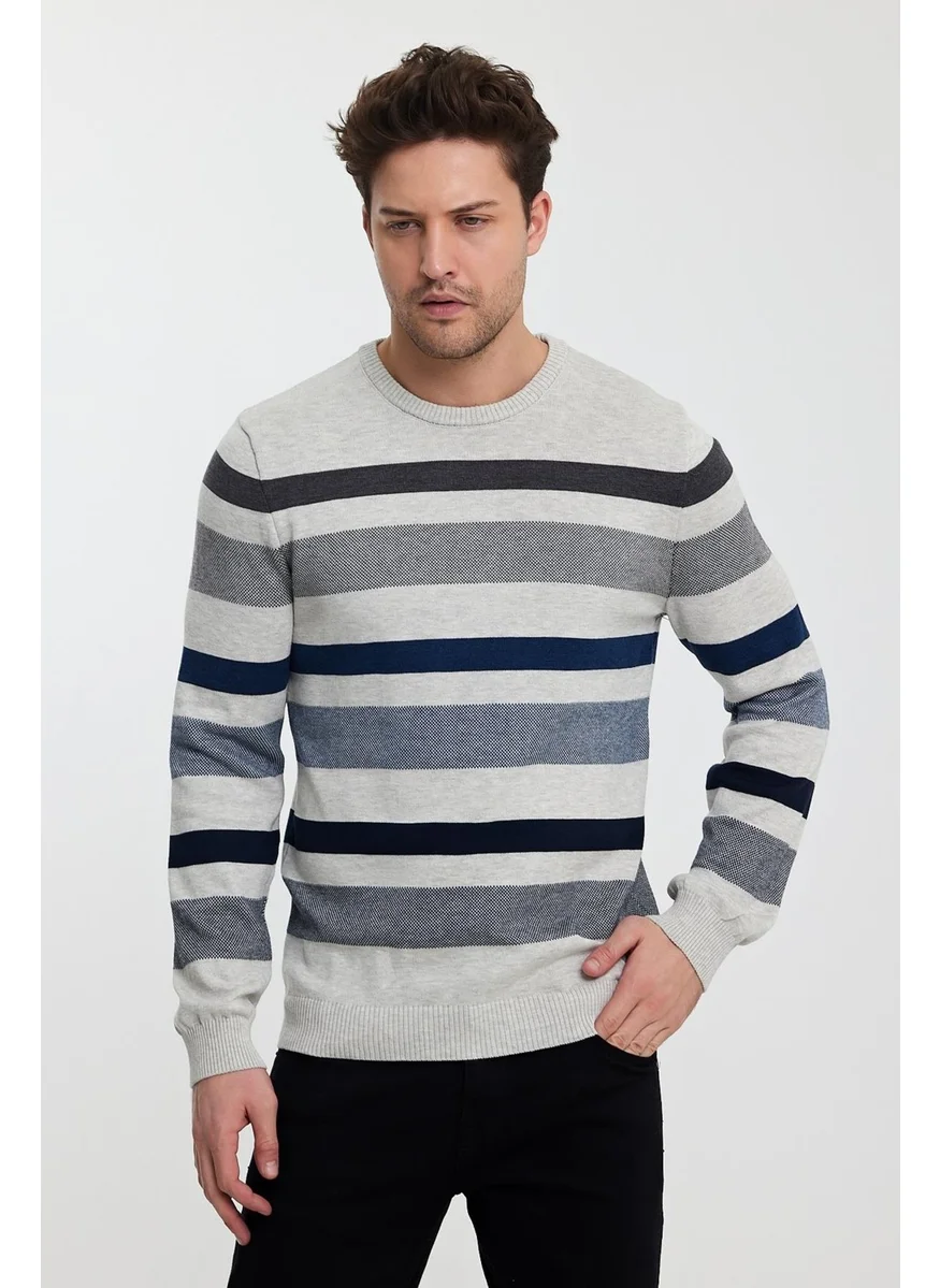 الكسندر جاردي Crew Neck Striped Men's SWEATER(E23-6712)