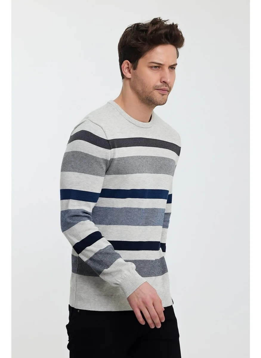 الكسندر جاردي Crew Neck Striped Men's SWEATER(E23-6712)