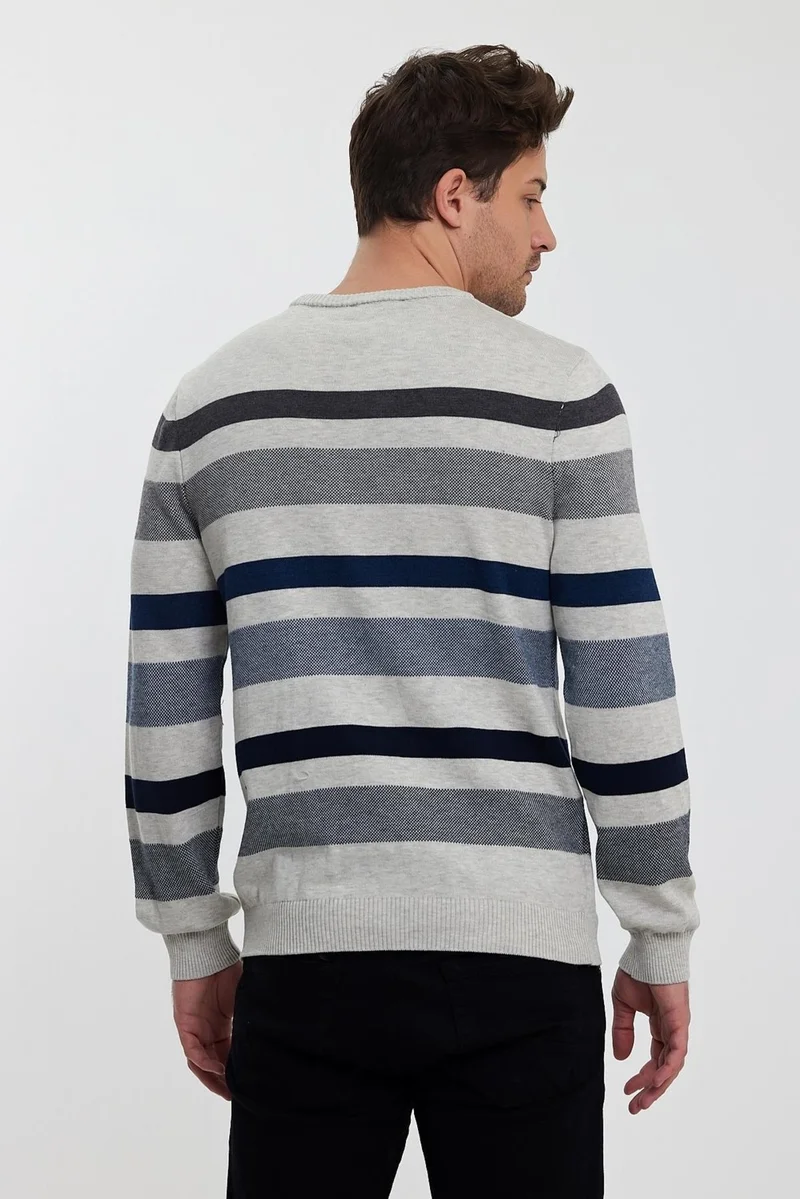 الكسندر جاردي Crew Neck Striped Men's SWEATER(E23-6712)