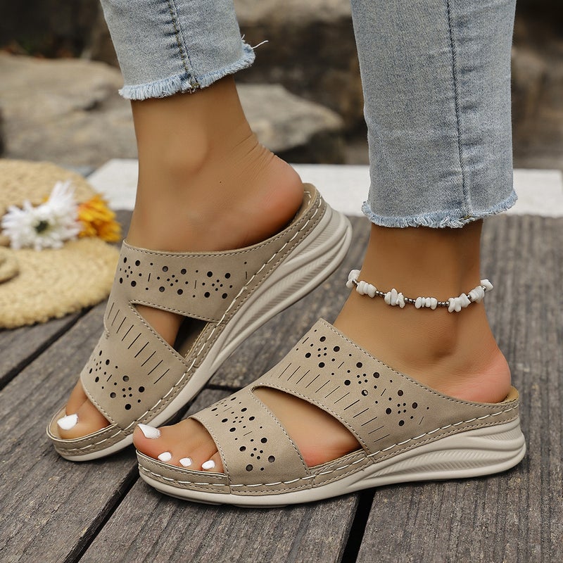 2025 Round-Toe Solid Color Large-Size Style Women'S Slip-On Platform Sandals - Image 3