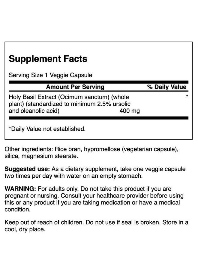 سوانسون مستخلص الريحان المقدس من سوانسون (تولسي) 400 مليجرام 60 كبسولة نباتية - Image 2