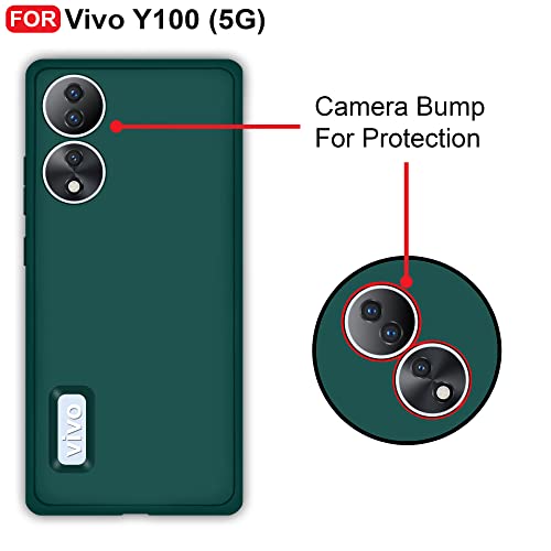 CEDO Back Cover for Vivo Y100 / Vivo T2 (5G) | Camera Bump Protection & Inner Velvet Fabric Lining | Ultra Slim Matte Soft Rubberised Case Cover (Green) - Image 3