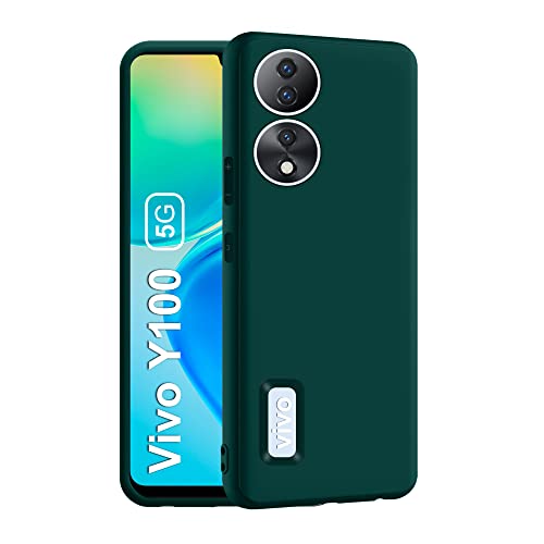 CEDO Back Cover for Vivo Y100 / Vivo T2 (5G) | Camera Bump Protection & Inner Velvet Fabric Lining | Ultra Slim Matte Soft Rubberised Case Cover (Green) - Image 1