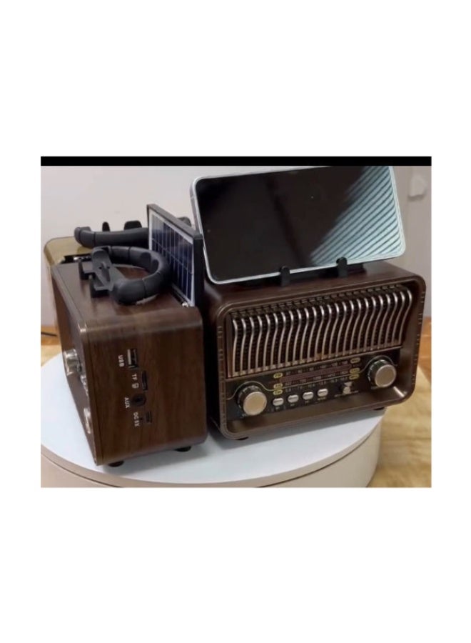 Meier M-1232 BT Retro Portable Radio Solar with Bluetooth and USB Brown - Image 2