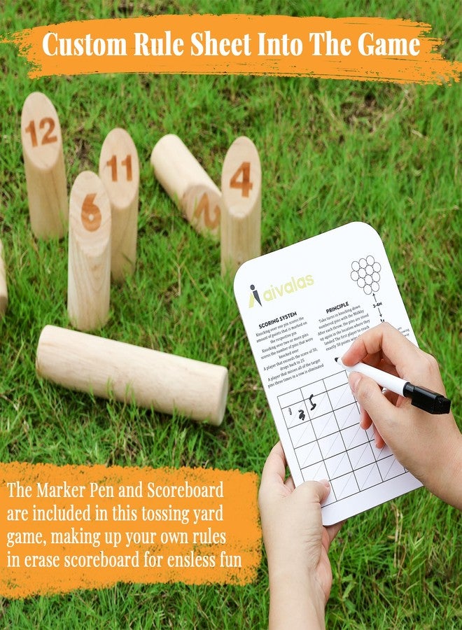 Aivalas Wooden Tossing Game Set, 12PCS Numbered Block Toss Games with Scoreboard & Carrying Case, Outdoor Lawn Backyard Beach Game, Gift for Toss Party Group - Image 4