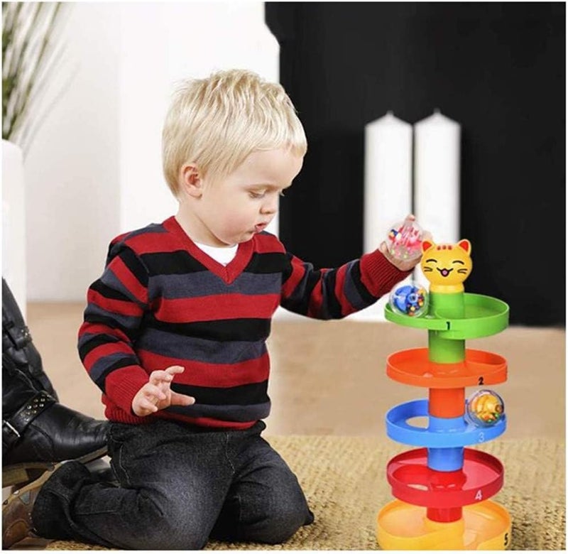 Playmate Super Spiral Tower - Ball Drop and Roll Activity Toy Cat Ball Drop Toys for Baby and Toddler, Learning Tower, Drop and Go Ramp Toys - Image 5