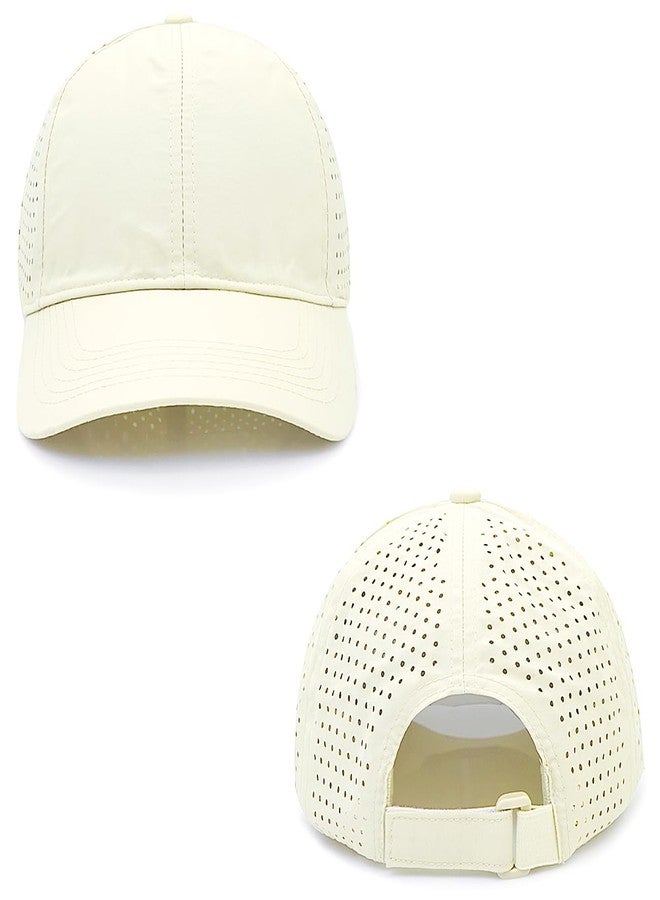 Taidor Quick Dry Baseball Cap Curved Brim Hat Laser Cut Mesh-Back Cap Beige M - Image 4
