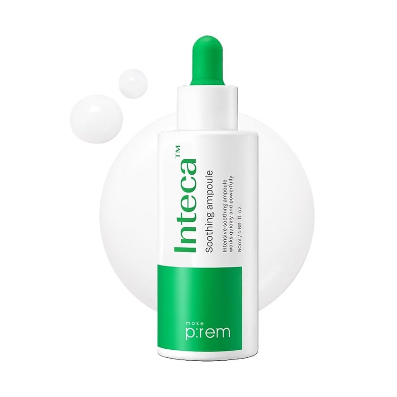MAKEP:REM MAKE PREM INTECA Soothing Ampoule Intensive SkinCalming and Moisturizing Serum 29x Faster Calming Effect EVE VEGAN Korean Skin Care 50ml 169 Fl Oz