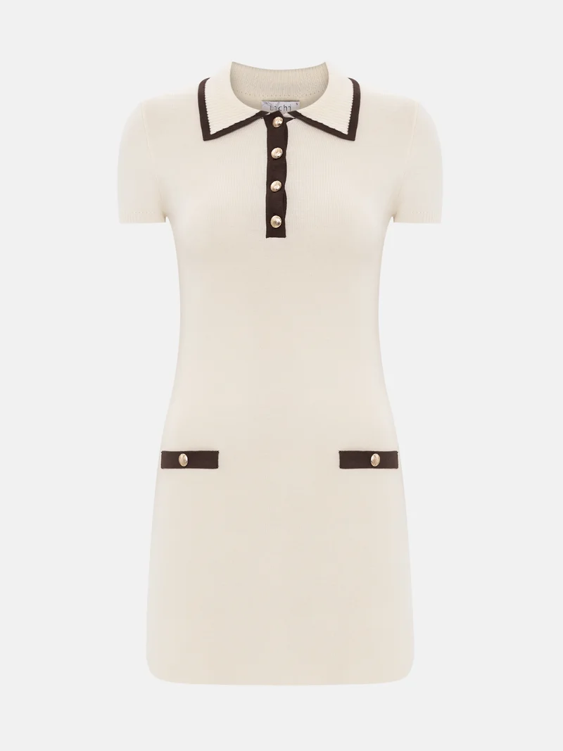 Lichi Knitted mini dress with contrast edge on the bodice