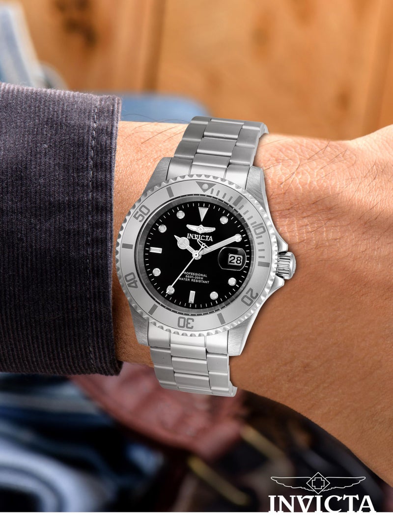 Invicta 40mm Men's Pro Diver Black Dial Silver Tone Stainless Steel Watch 34022 - Image 2