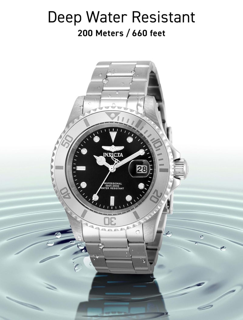 Invicta 40mm Men's Pro Diver Black Dial Silver Tone Stainless Steel Watch 34022 - Image 5