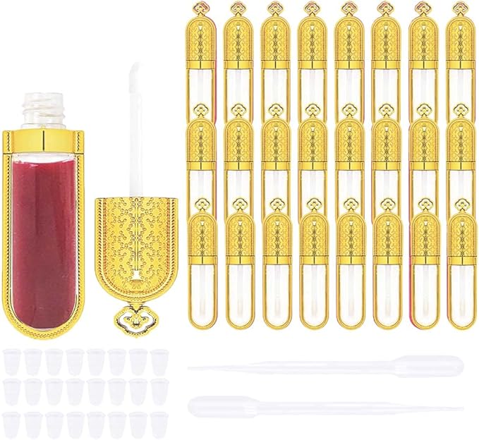COSIDEA 24 PCS Refillable Empty 5ml GOLD Crown Lip Gloss Tubes with WandCute Lipgloss Containers DIY Lip Gloss Making Kit Container Bulk Wholesale - Image 1