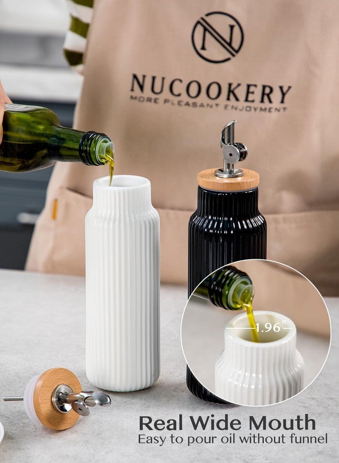 Nucookery Ceramic Olive Oil Dispenser Bottle for Kitchen, 14 oz Opaque Vinegar Dispenser Bottle, Large Capacity Cooking Oil Container for Storage Vinegar, Soy Sauce, Coffee Syrup, White - Image 3