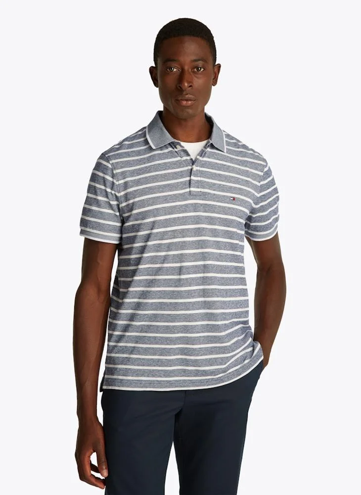 تومي هيلفيغر Linen Pique Logo Print Polo Shirt
