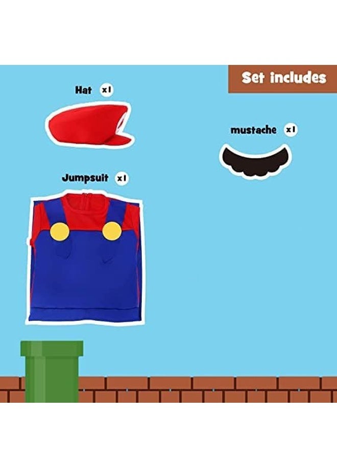 هالامودو زي سوبر برادر للأطفال زي ماريو هالوين للأطفال كوسبلاي مع ملحقات - Image 5