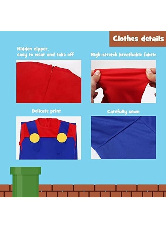 هالامودو زي سوبر برادر للأطفال زي ماريو هالوين للأطفال كوسبلاي مع ملحقات - Image 4