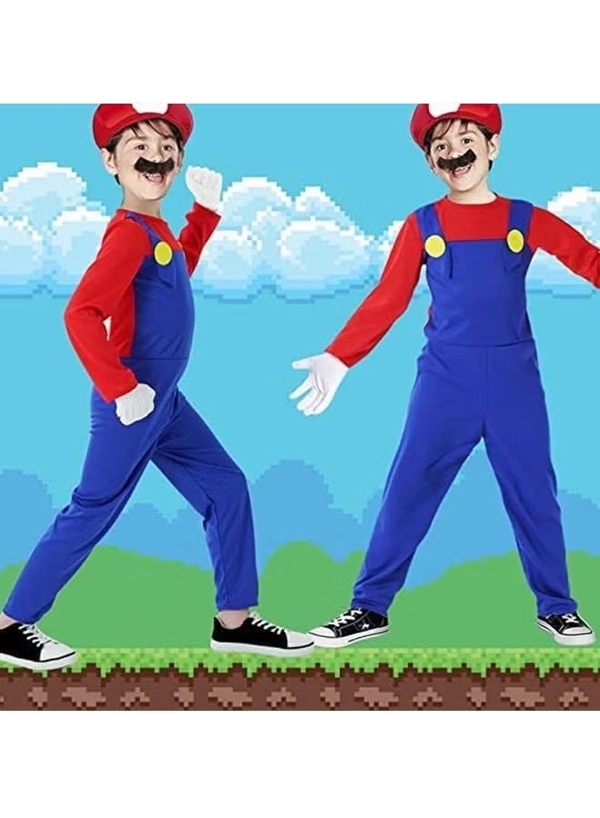 Halamodo Super Brother Costume for Kids-Mario Costume Halloween Kids Cosplay Jumpsuit with Accessory - Image 3