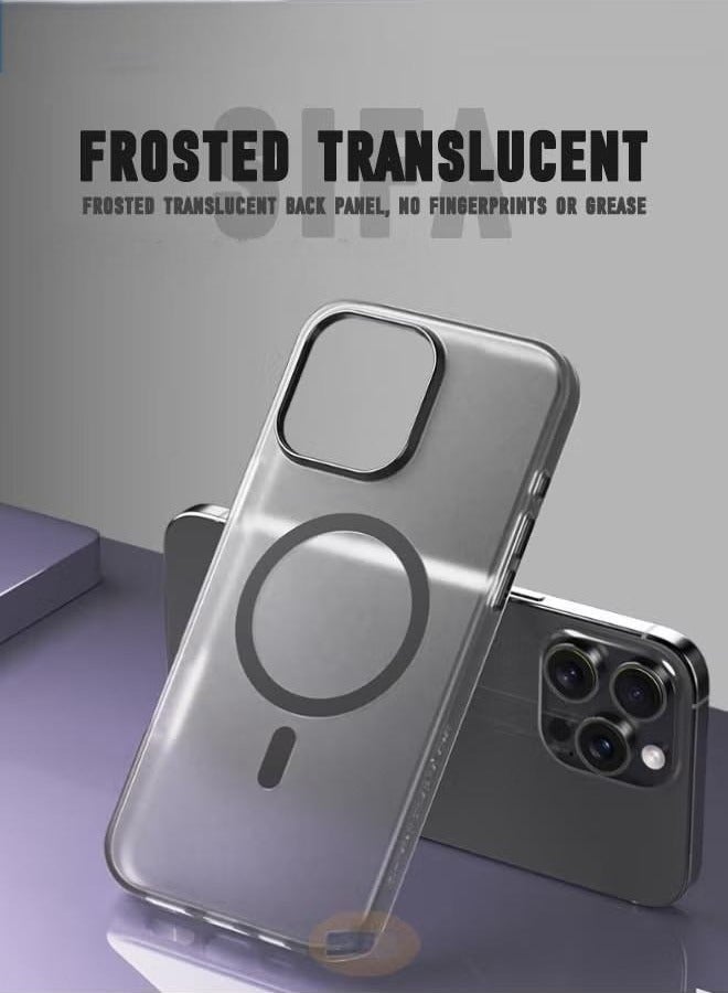 iPhone 16 Pro Max Case, Magnetic [Compatible with Magsafe] Frosted Case Cover, [Anti-Drop Shockproof] [No Yellowing] Back Cover, Slim Skin Feel Case for iPhone 16 Pro Max, Translucent Black - Image 4