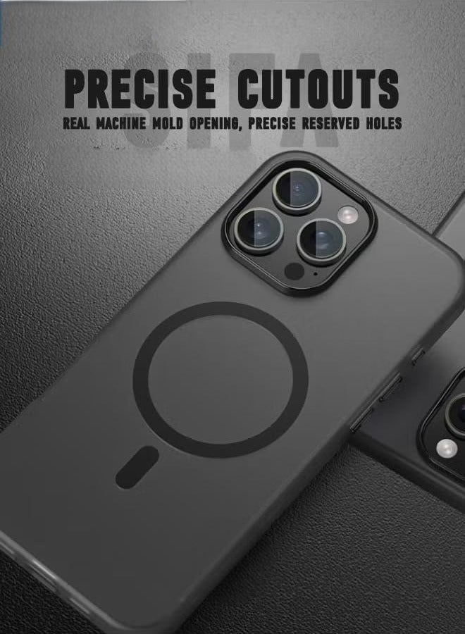 iPhone 16 Pro Max Case, Magnetic [Compatible with Magsafe] Frosted Case Cover, [Anti-Drop Shockproof] [No Yellowing] Back Cover, Slim Skin Feel Case for iPhone 16 Pro Max, Translucent Black - Image 5