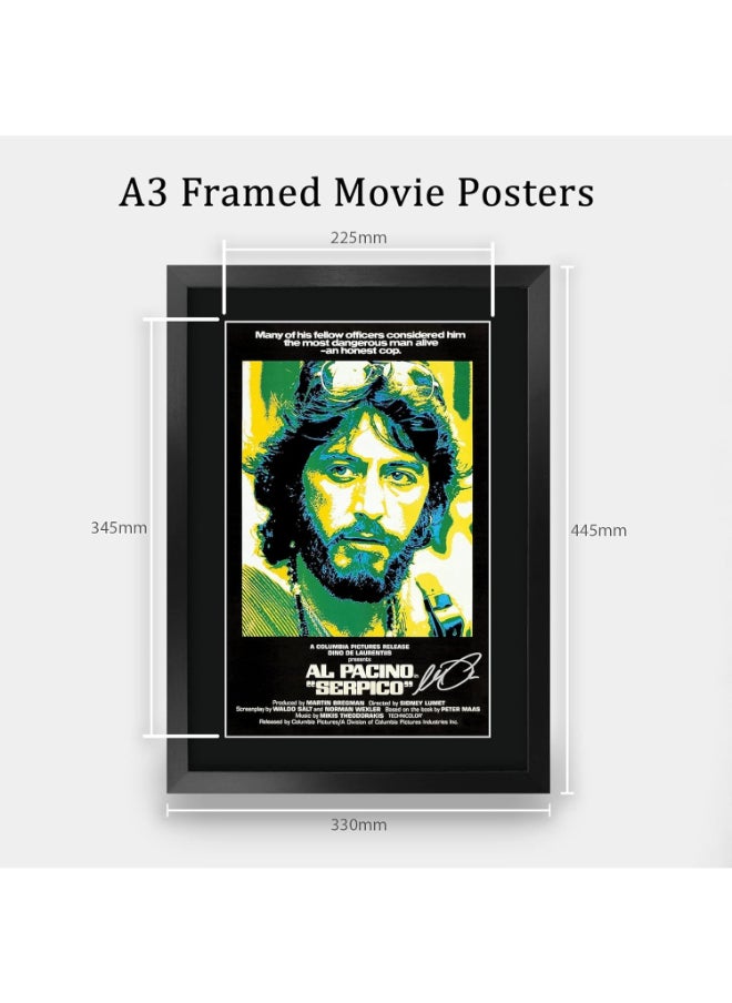 HWC Trading HWC Trading Serpico The Cast Al Pacino 16 x 12 inch Framed Gifts Printed Poster Signed Autograph Picture for Movie Memorabilia Fans - 16" x 12" Framed  - Image 2