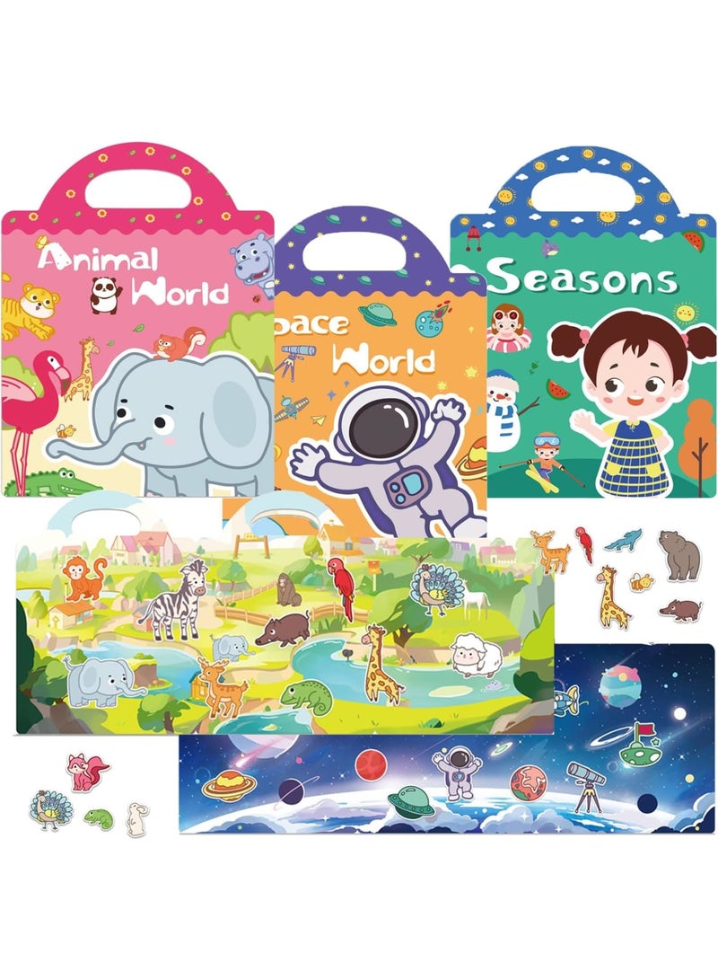 Zikra 3 Pack Jelly Reusable Sticker Book for Toddlers 2-4 Years, Toddler Sticker Book Ages 1-3, 96 Pcs Toddler Craft Activities, Toddler Travel Toys Ages 2+ Girl Birthday Gifts - Image 1