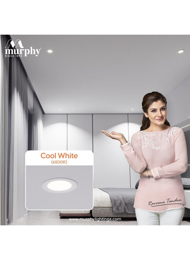 MURPHY Murphy 6W Bright LED Downlight - Cool White, Slim Round Recessed Ceiling Light, 3-Inch Junction Box Compatible, Anti-Glare Diffuser, Energy Efficient (Pack of 8, 2-Year Warranty) - Image 5